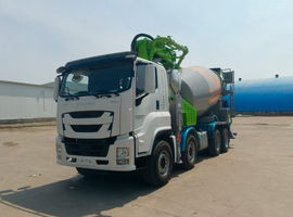 Автобетоносмеситель ISUZU 8×4 с насосом, 338 кВт, 9 м³, стрела 36 м
